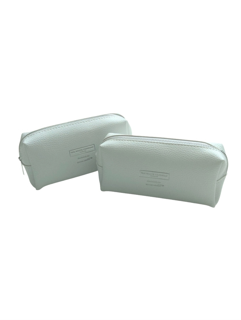 THE WHITE COMPANY LONDON Set of 2 Cosmetic Bag Zipper Pouch Toiletry Case White